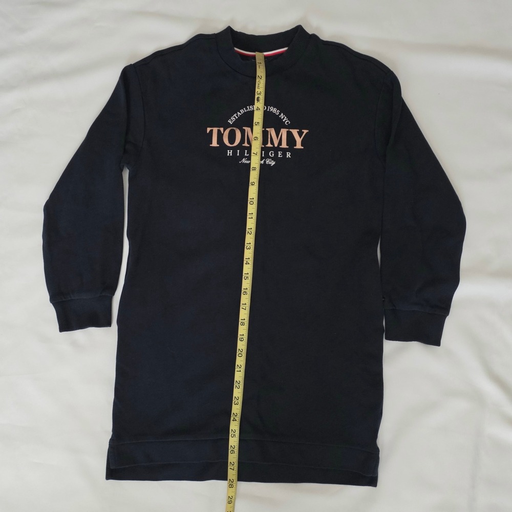 Tommy Hilfiger Girls' Brand Logo Mini Sweatshirt Dress, Navy Blue Size L (12-14) - Picture 10 of 13